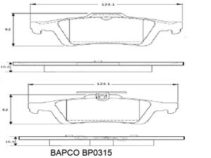 Колодки тормозные дисковые BP0315 задние, комплект,