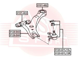 Рычаг независимой подвески колеса 0124044 Asva