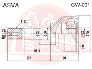 Полуось передняя для Great Wall HOVER H5 2010-2017 GW001 Asva