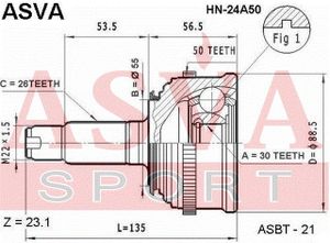 Шарнирный комплект HN24A50 Asva
