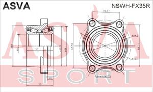 Подшипник задней ступицы для Infiniti FX (S50) 2003-2007 NSWHFX35R Asva