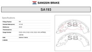 Колодки барабанные к-кт для Hyundai Solaris 2017> sa193 Sangsin