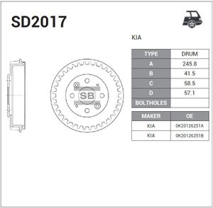Тормозной барабан задний sd2017 Sangsin