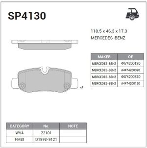 олодки тормозные задние SP4130 sp4130 Sangsin