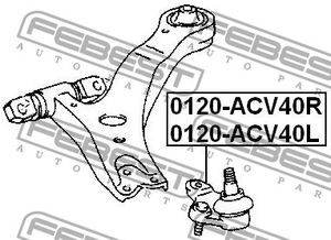Опора шаровая правая передней подвески для Lexus ES 2012> 0120acv40r Febest