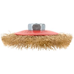 Корщетка-колесо с наклоном, гайка М14, стальная волнистая латунированная проволока 100 мм 39021 Курс