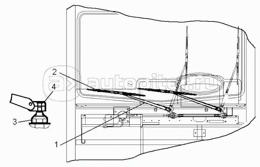 Установка рычагов и щеток стеклоочистителей (7555В-5205004);Installation of levers and brushes of windshield wipers (7555В-5205004)