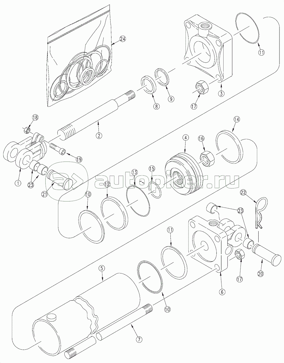 Hydraulic Cylinder (810-499C 5x24x2 Rod)