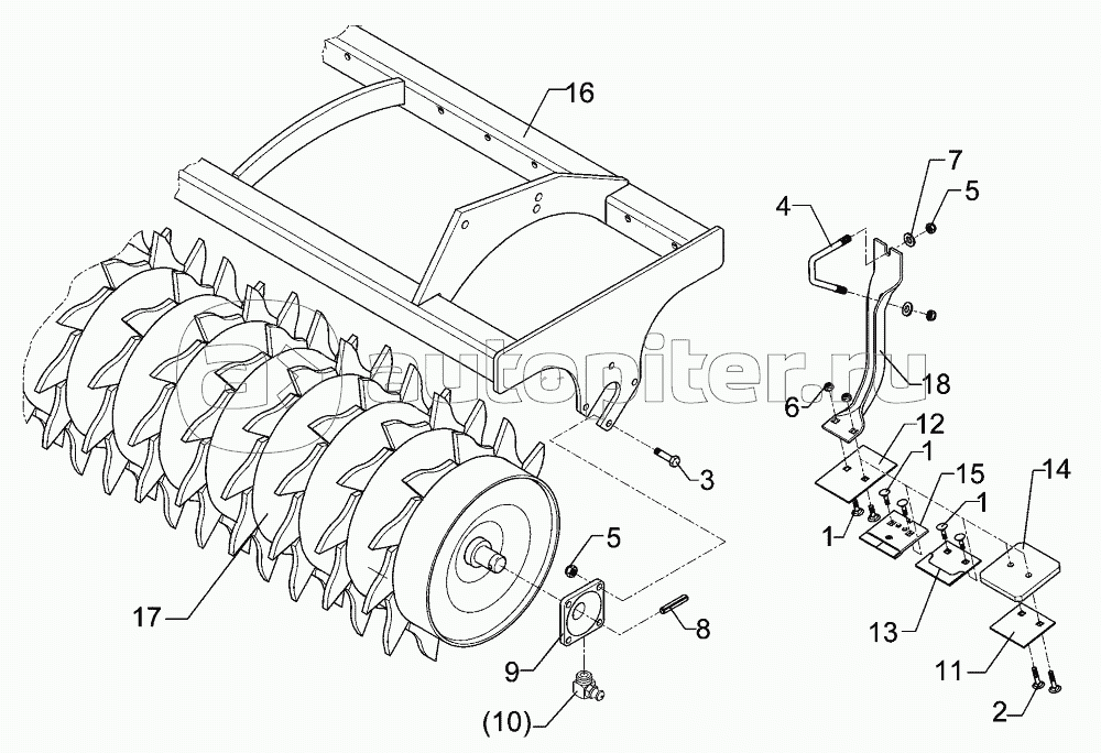 Packer roller, short scraper ZPW D500-2,5m
