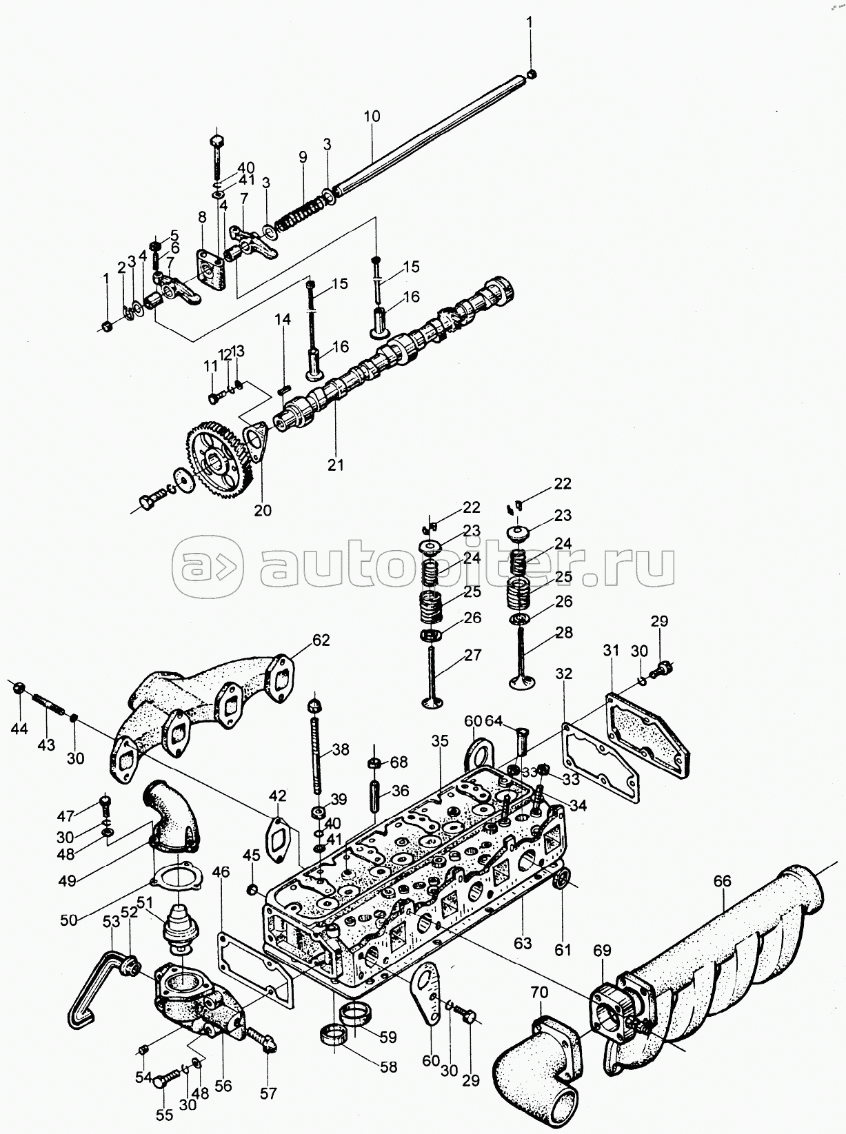 498BPG Cylinder head and gas exchanging system assembly