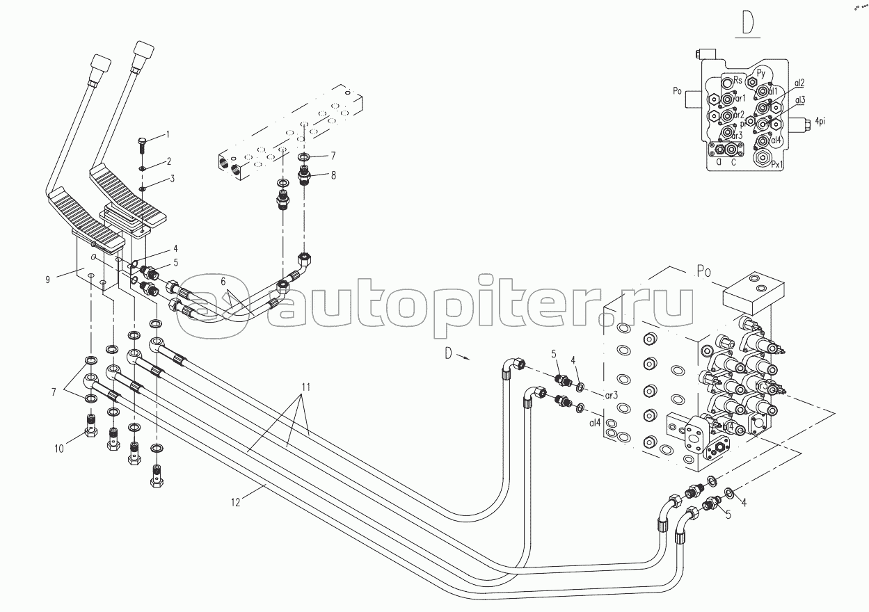 HYDRAULIC SYSTEM FOR PILOT PART 4 (APPLY TO 870E11 TYPE)