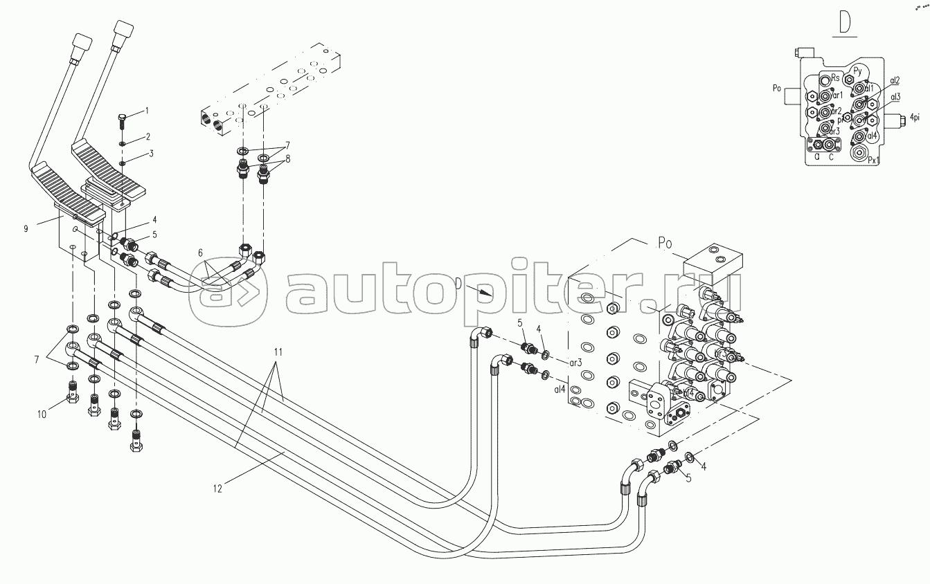 HYDRAULIC SYSTEM FOR PILOT PART 4 (APPLY TO 870E13 TYPE)