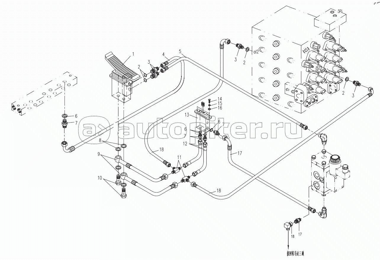 HYDRAULIC SYSTEM FOR PILOT PART 5 (APPLY TO 870E13 TYPE)